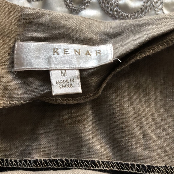 Kenar Skirt black & kaki stripe linen size M - Picture 2 of 5